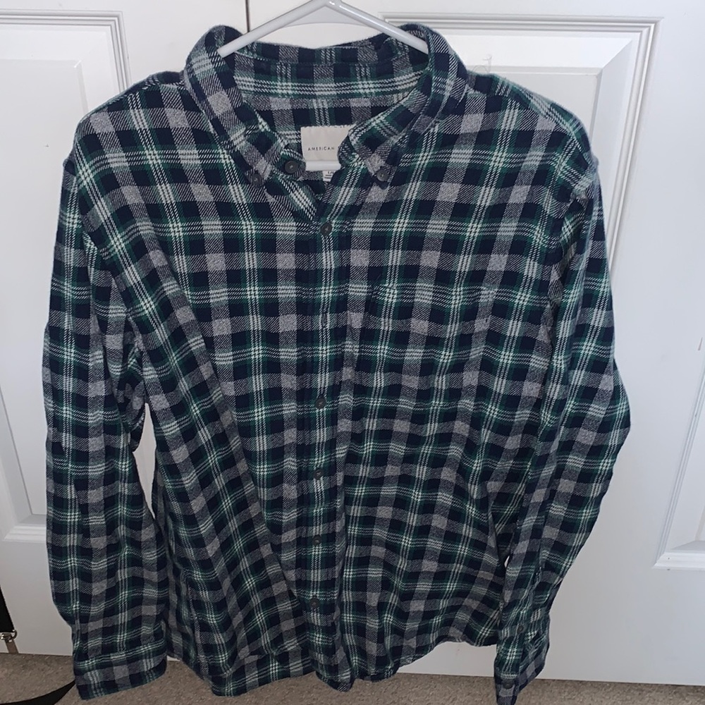 Men’s American Eagle Navy & Green Flannel